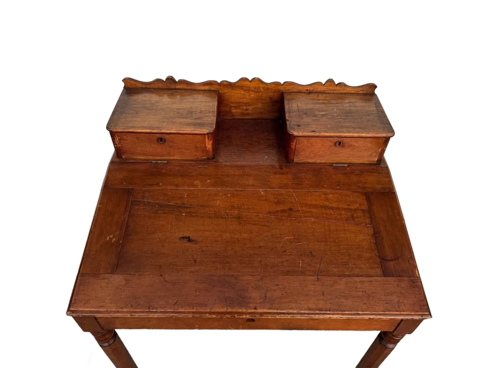 Antique early American slant top writing desk cherry wood