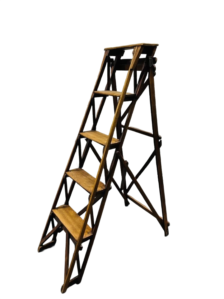 1930’s Vintage Antique Twyford Wood Folding Library Steps / Ladder.