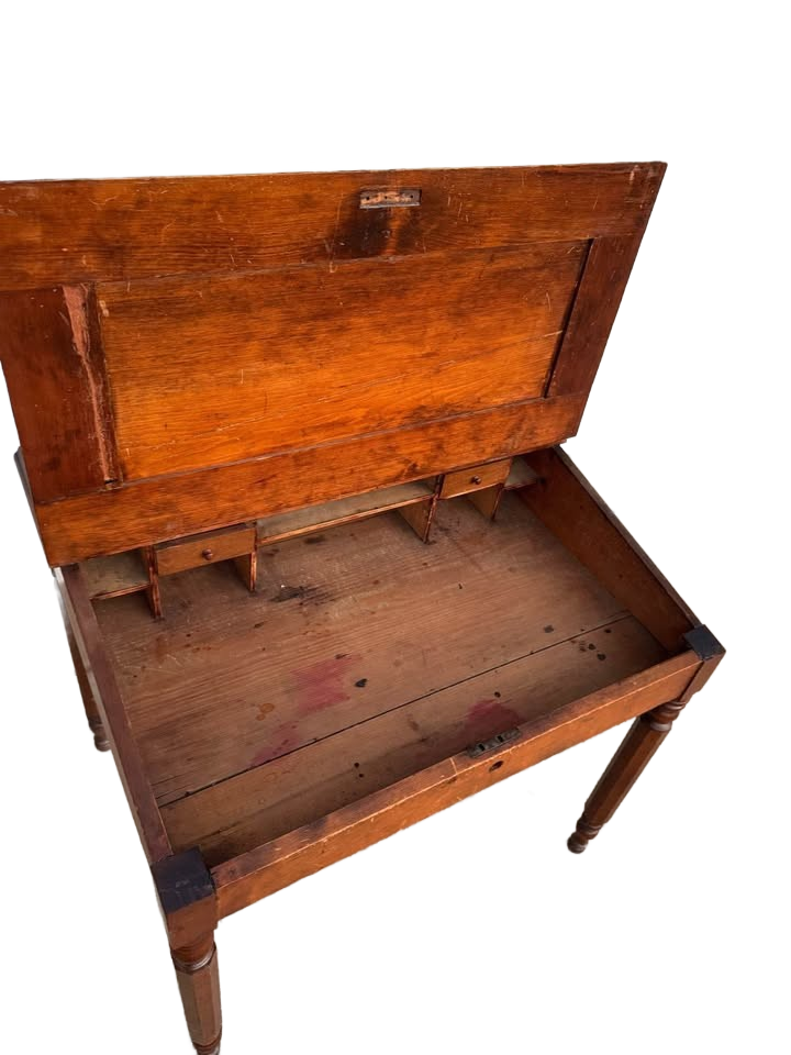 Antique early American slant top writing desk cherry wood