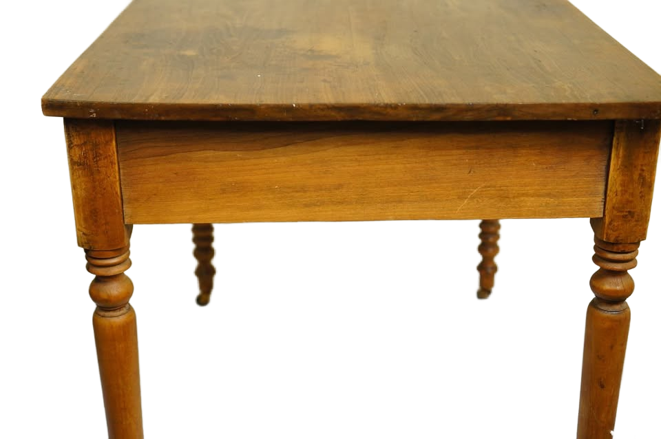 Antique Spool Leg Brown Oak Single Drawer Writing Desk