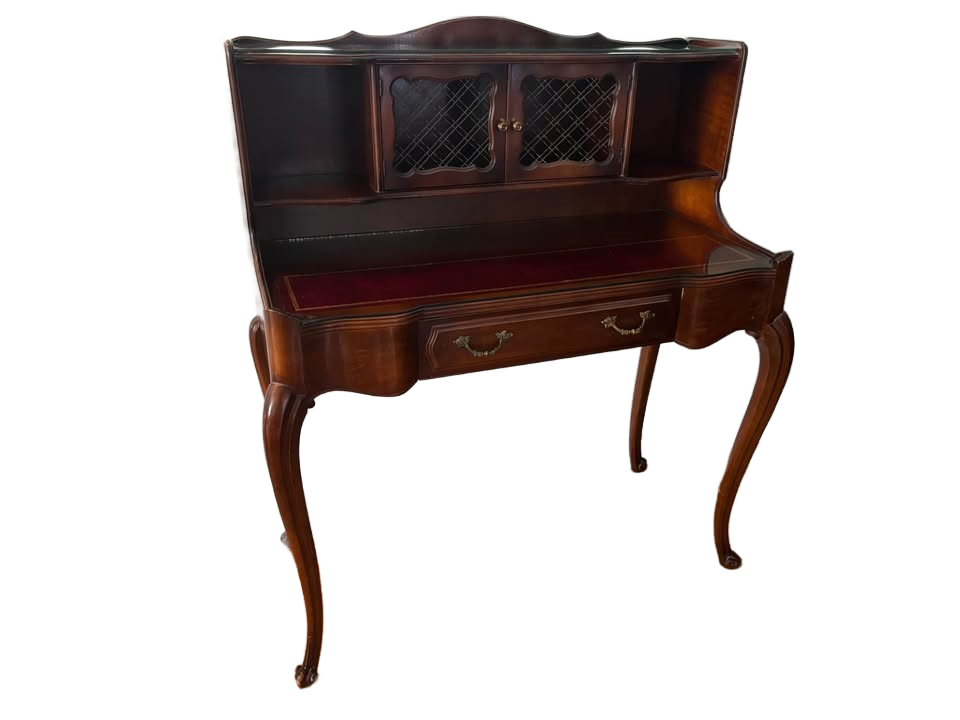 Vintage Mahogany Secretary / Writing Desk with Glass Inset
