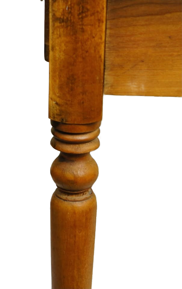 Antique Spool Leg Brown Oak Single Drawer Writing Desk