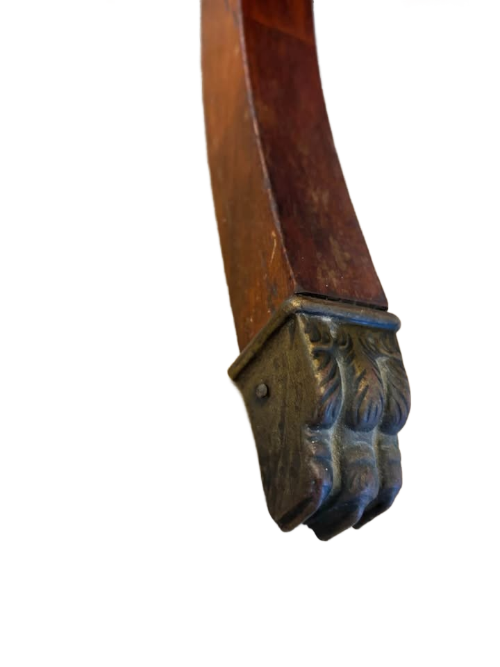 Antique leather, top, mahogany side table, claw legs