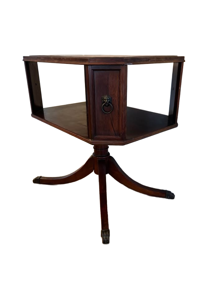 Antique leather, top, mahogany side table, claw legs