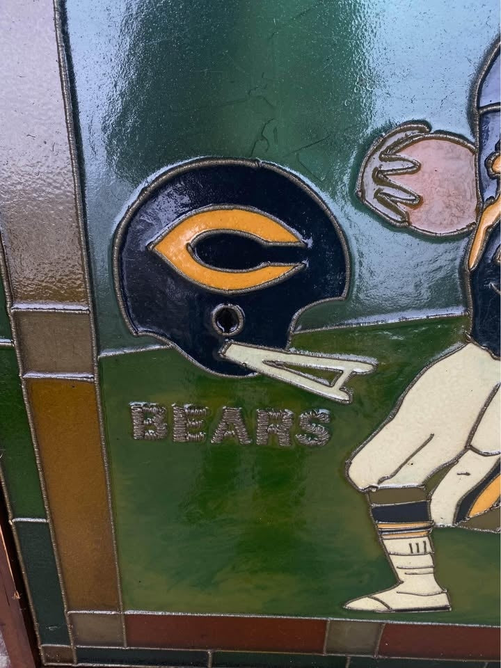 Rare Custom Vintage Chicago Bears Walter Payton Stained Glass like Artwork 38x32