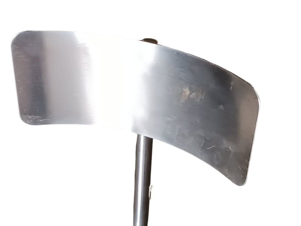 Unbranded adjustable stainless steel lab stool w/ back, screw lift, foot ring