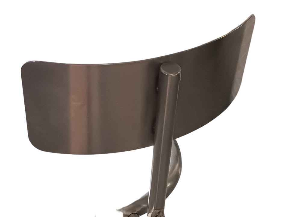 Unbranded adjustable stainless steel lab stool w/ back, screw lift, foot ring