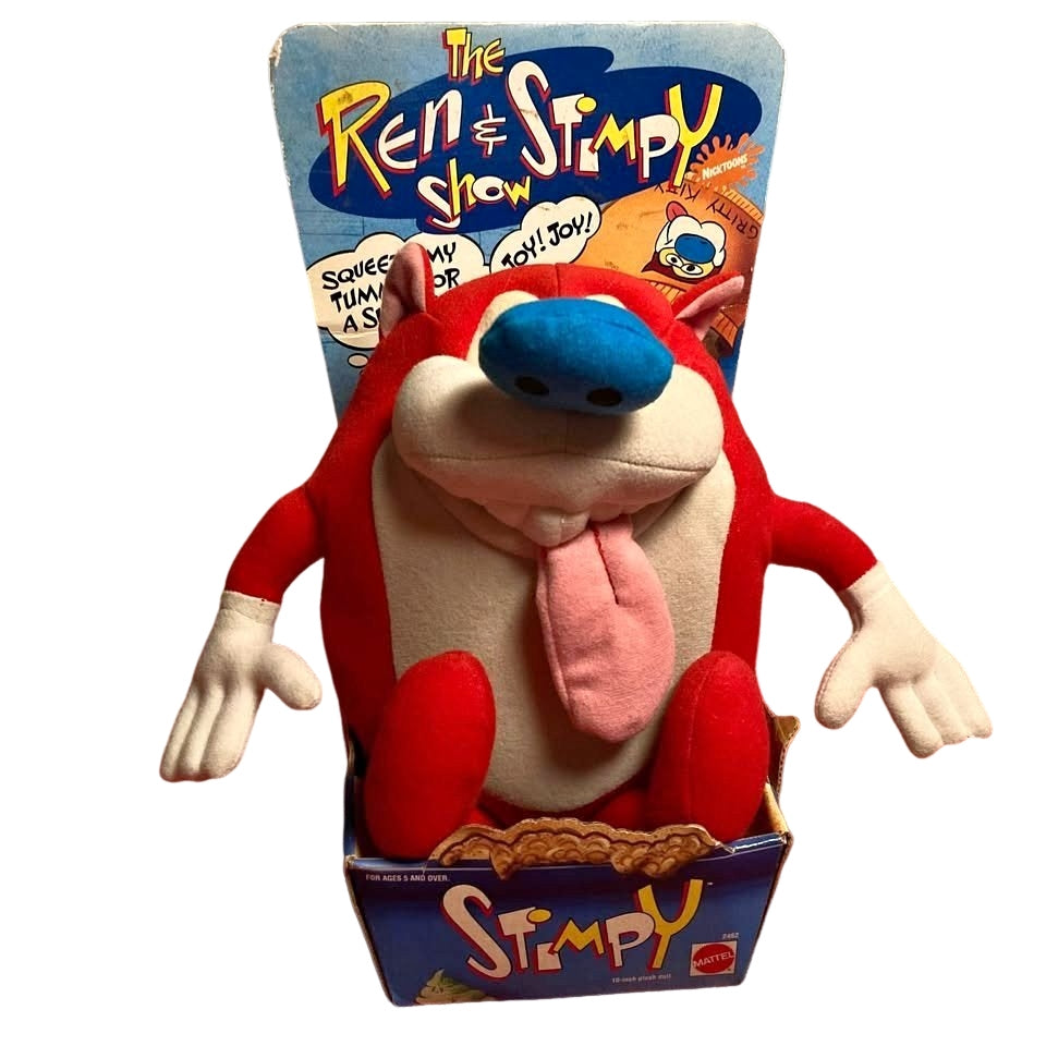 Vintage 1992 Ren & Stimpy Show Nickelodeon Cartoon Plush Action Figure