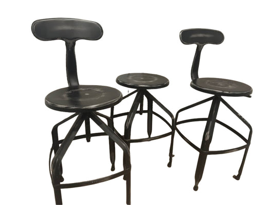 Set of 3 Black Metal Swivel Bar Stools
