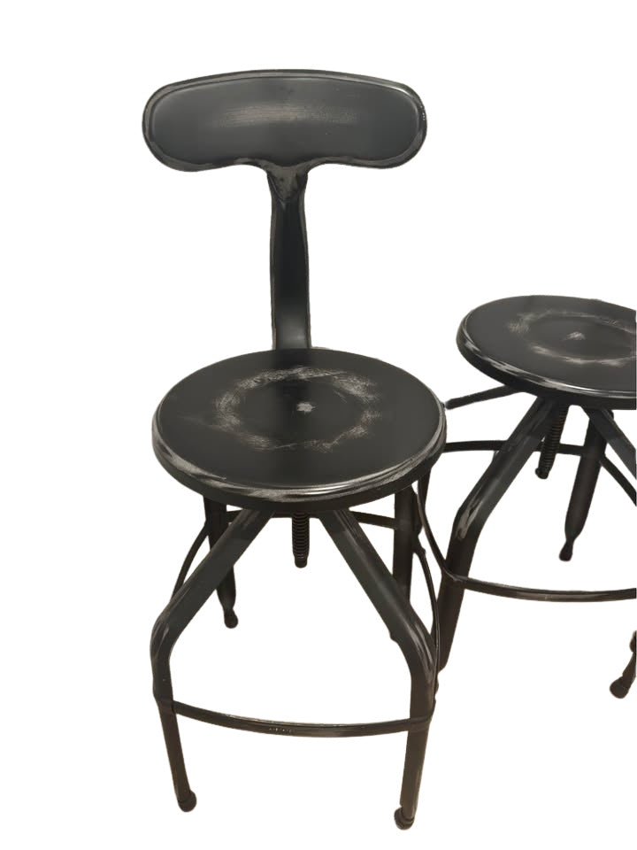 Set of 3 Black Metal Swivel Bar Stools