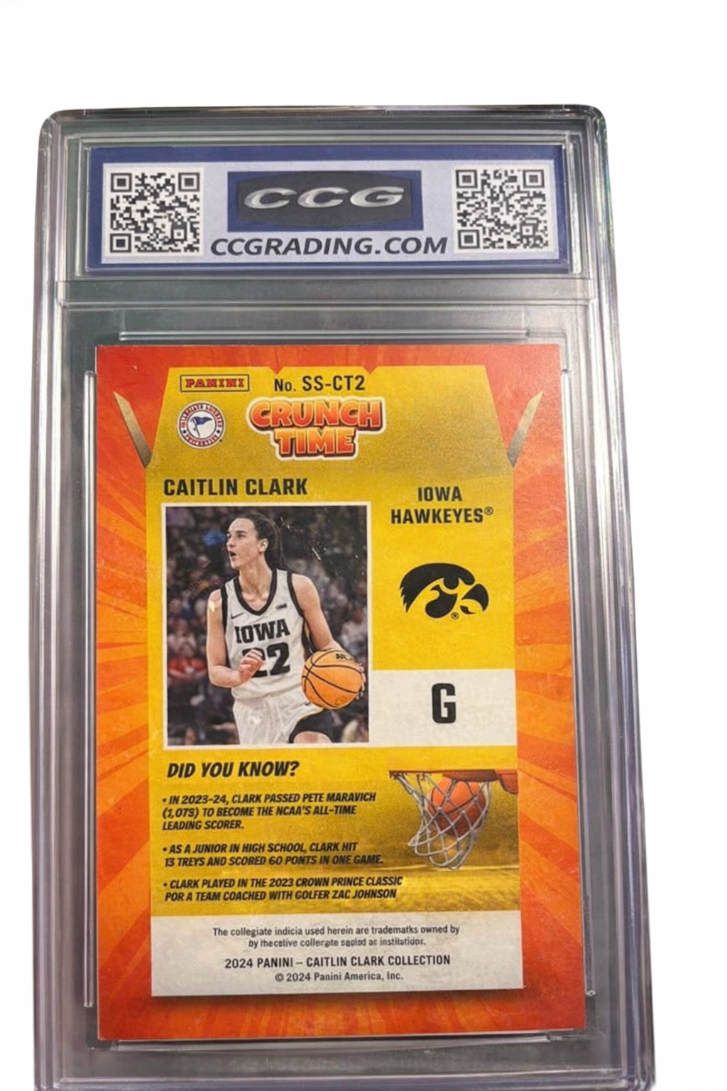 2024 Catlin Clark rc Donruss crunch time Ccg graded 10