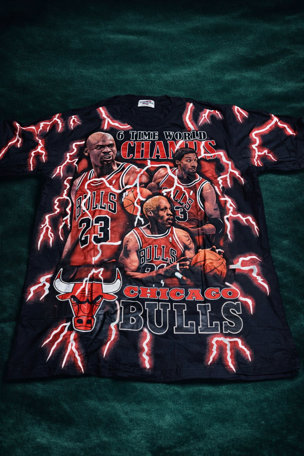Chicago Bulls Custom Bootleg Screen Printed Shirt Michael Jordan Pippen Size XL