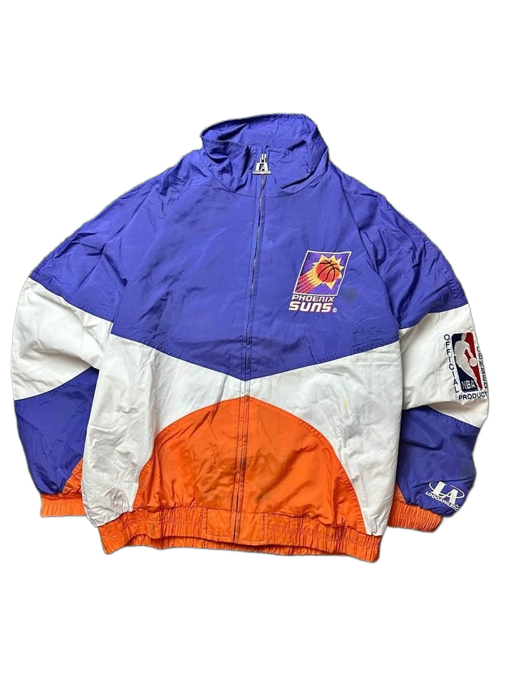 Vintage 90s Y2K Logo Athletic windbreaker Phoenix Suns XL stained