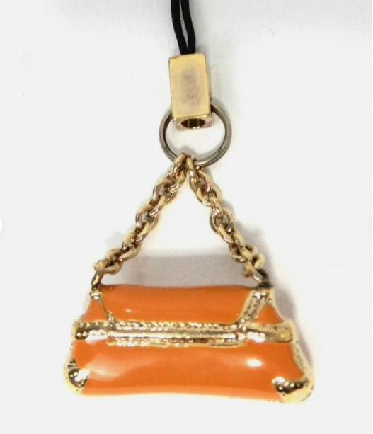 Gucci authentic charm bag type strap keychain orange length 10cm bag motif 3x3cm