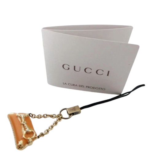 Gucci authentic charm bag type strap keychain orange length 10cm bag motif 3x3cm