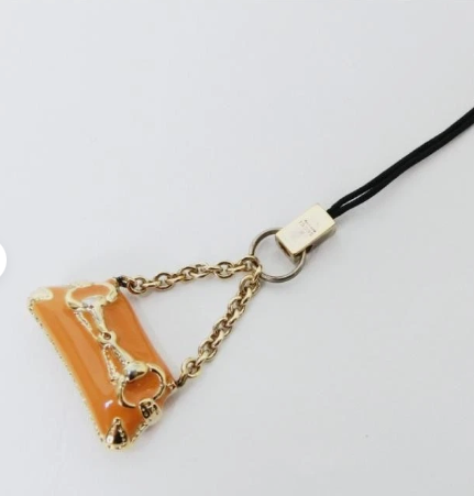 Gucci authentic charm bag type strap keychain orange length 10cm bag motif 3x3cm