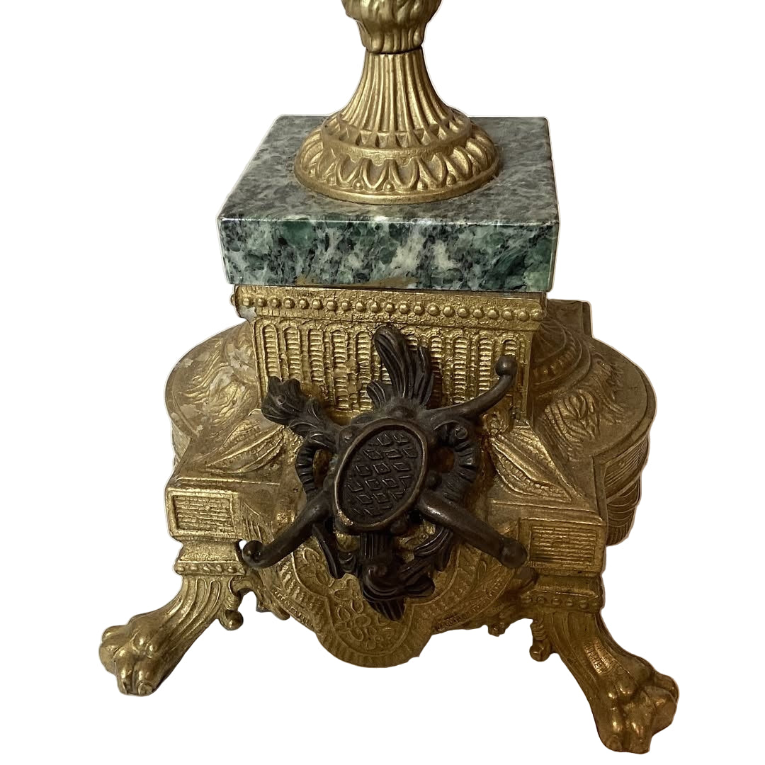 Vintage Brevettato Brass Louis XIV Cherub Marble Candelabra Pair