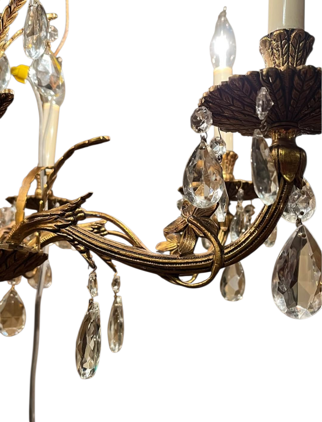 Vintage Chandelier 
Brass and Crystals