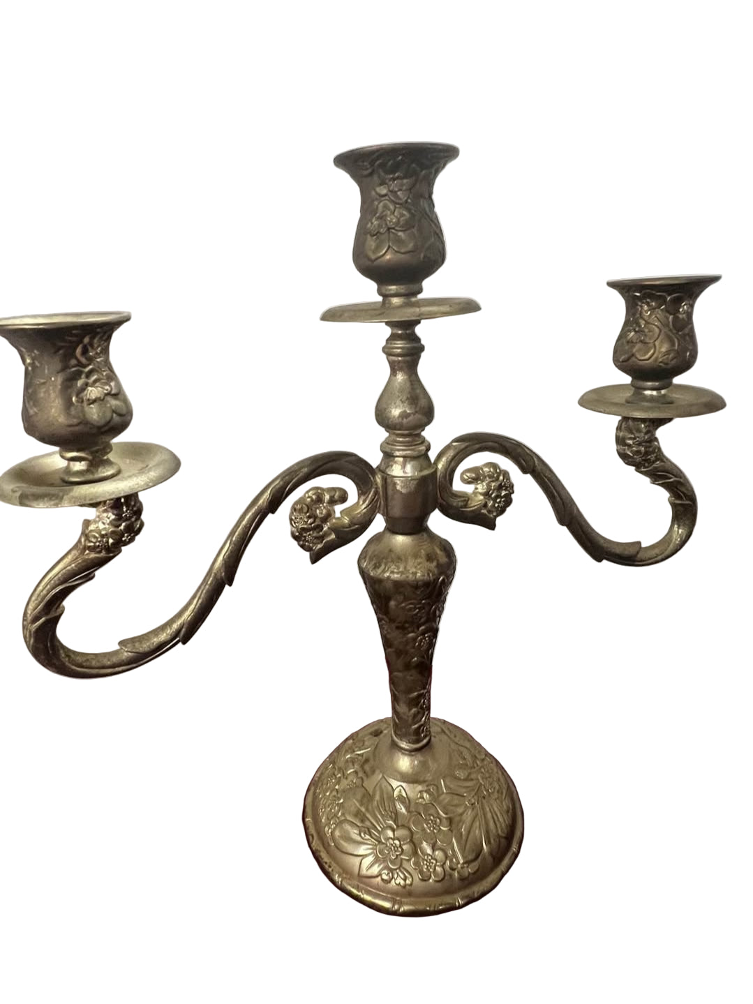 Vintage candelabra holds 3 candles