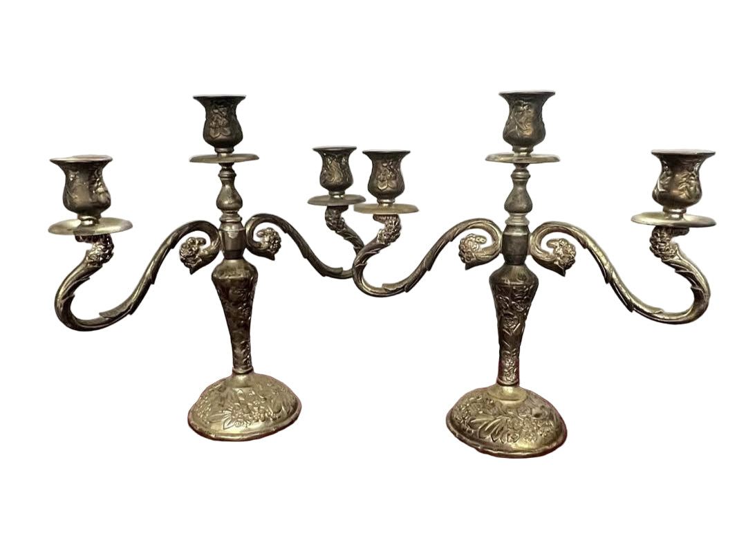 Vintage candelabra holds 3 candles