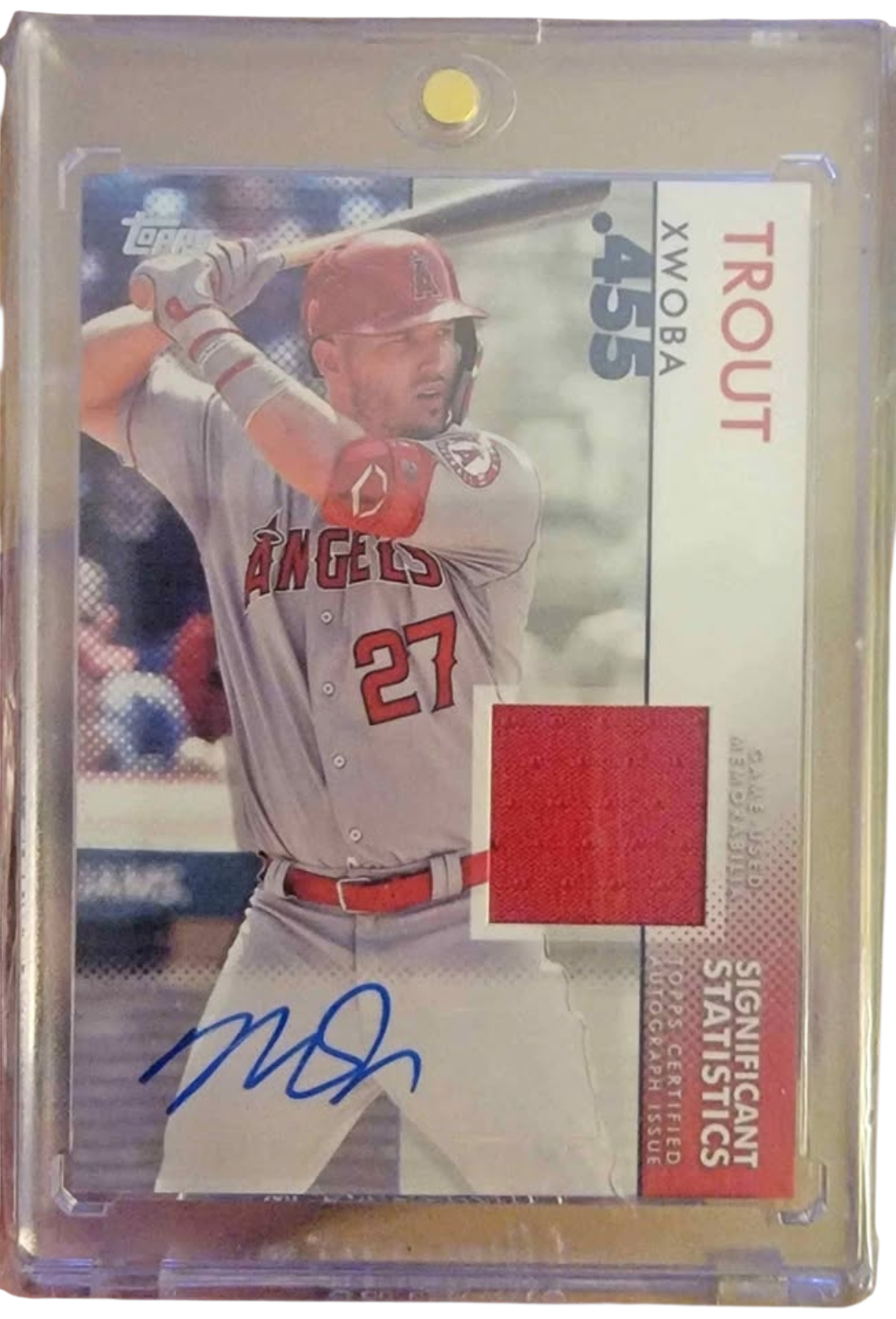 MIKE TROUT 2020 TOPPS SERIES 2 AUTO JERSEY 8/10