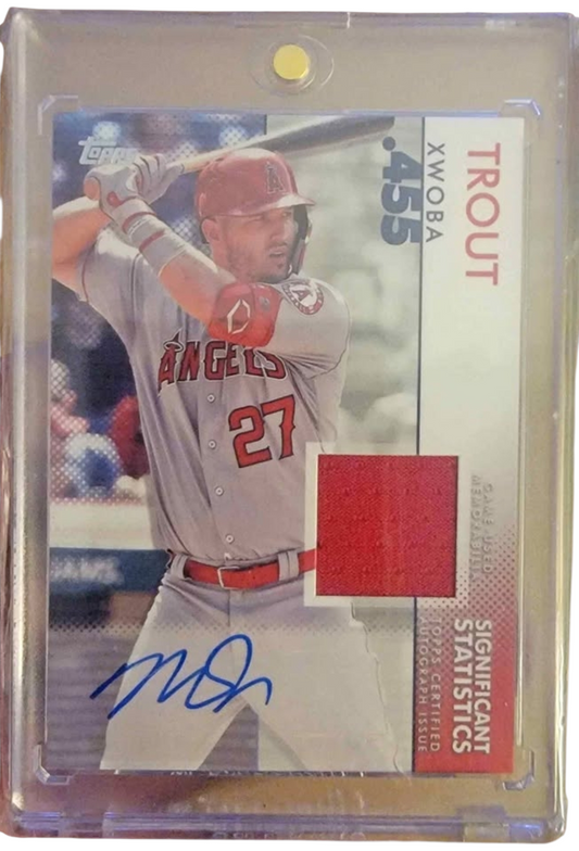 MIKE TROUT 2020 TOPPS SERIES 2 AUTO JERSEY 8/10