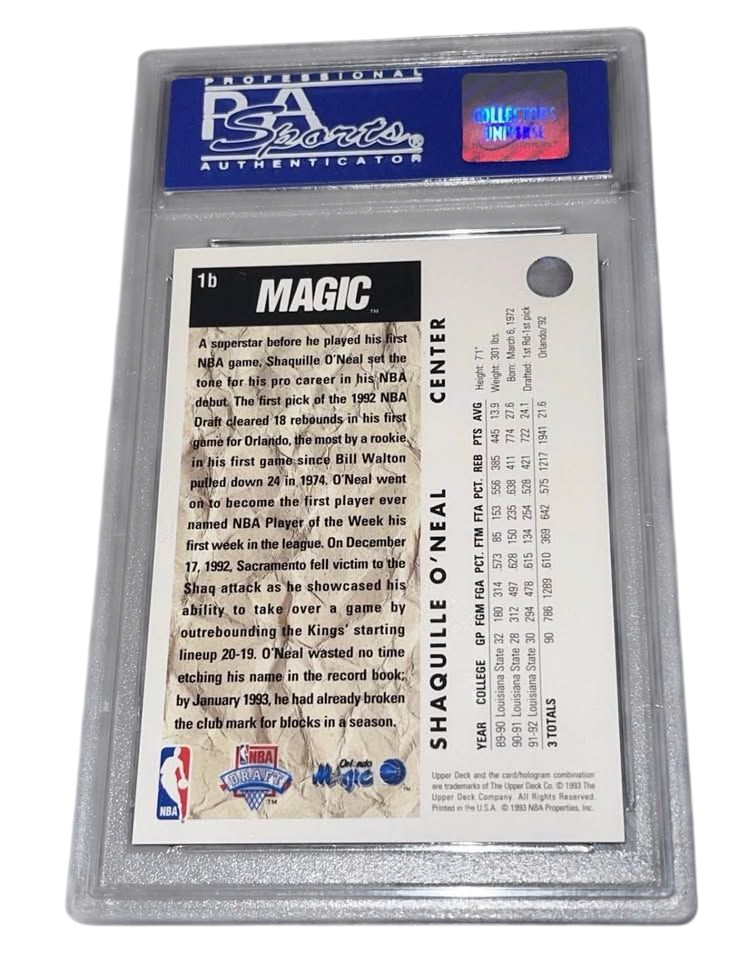 1992 UPPER DECK SHAQUILLE O'NEAL TRADE CARD #1B NM-MT 8