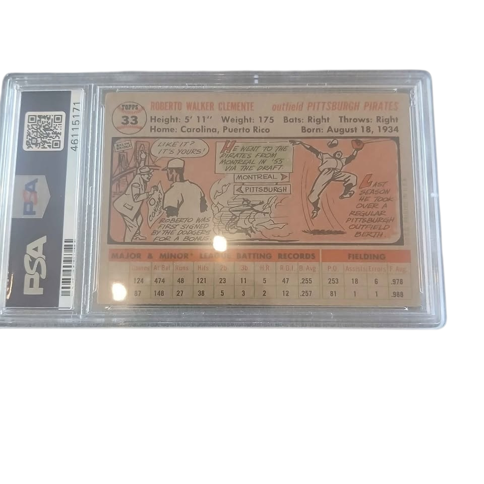 1956 Topps Roberto Clemente card #33 Grey Back