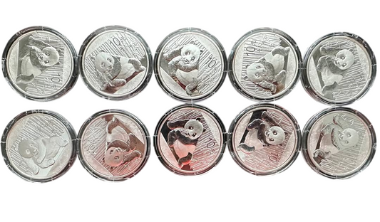 2015 1oz Silver Panda Coin x 10