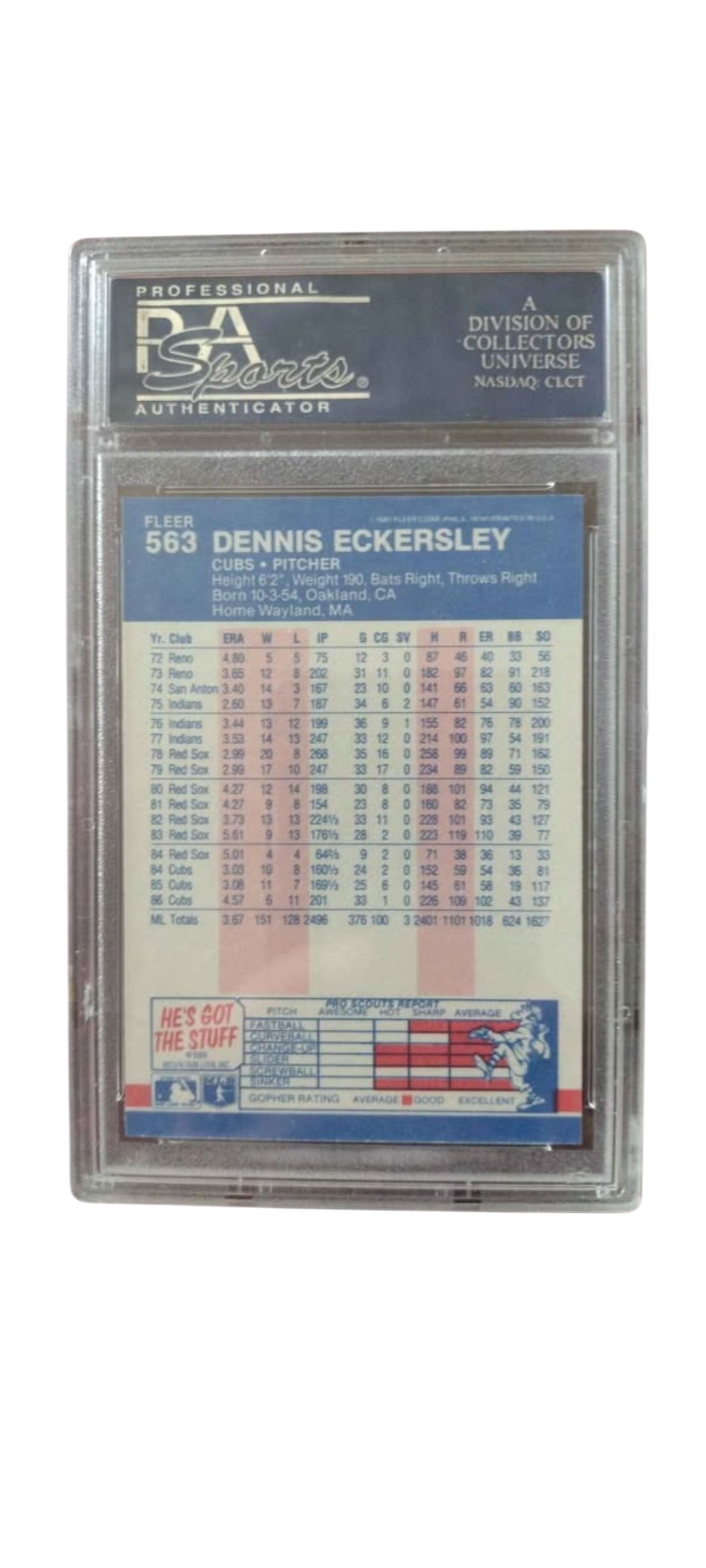 Dennis Eckersley 1987 Fleer PSA 9 Mint