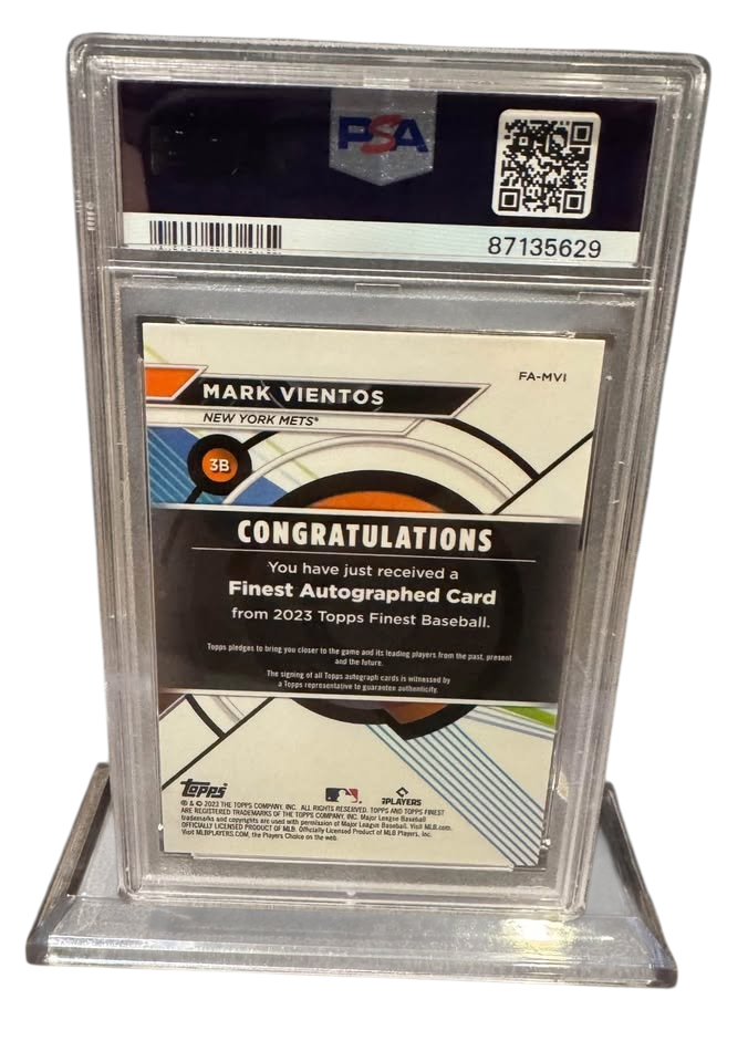 Mark Vientos Auto PSA 10 2023 Topps Finest Rookie Autograph RC New York Mets #FA-MVI