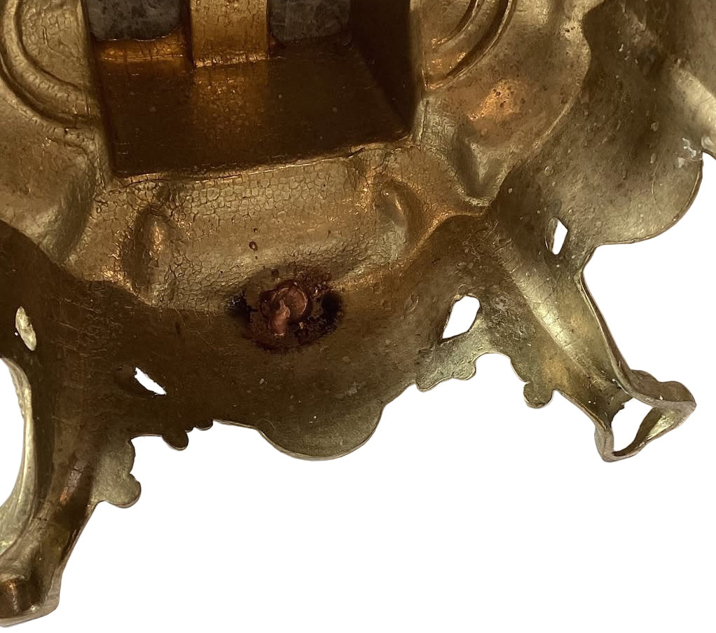 Vintage Brevettato Brass Louis XIV Cherub Marble Candelabra Pair