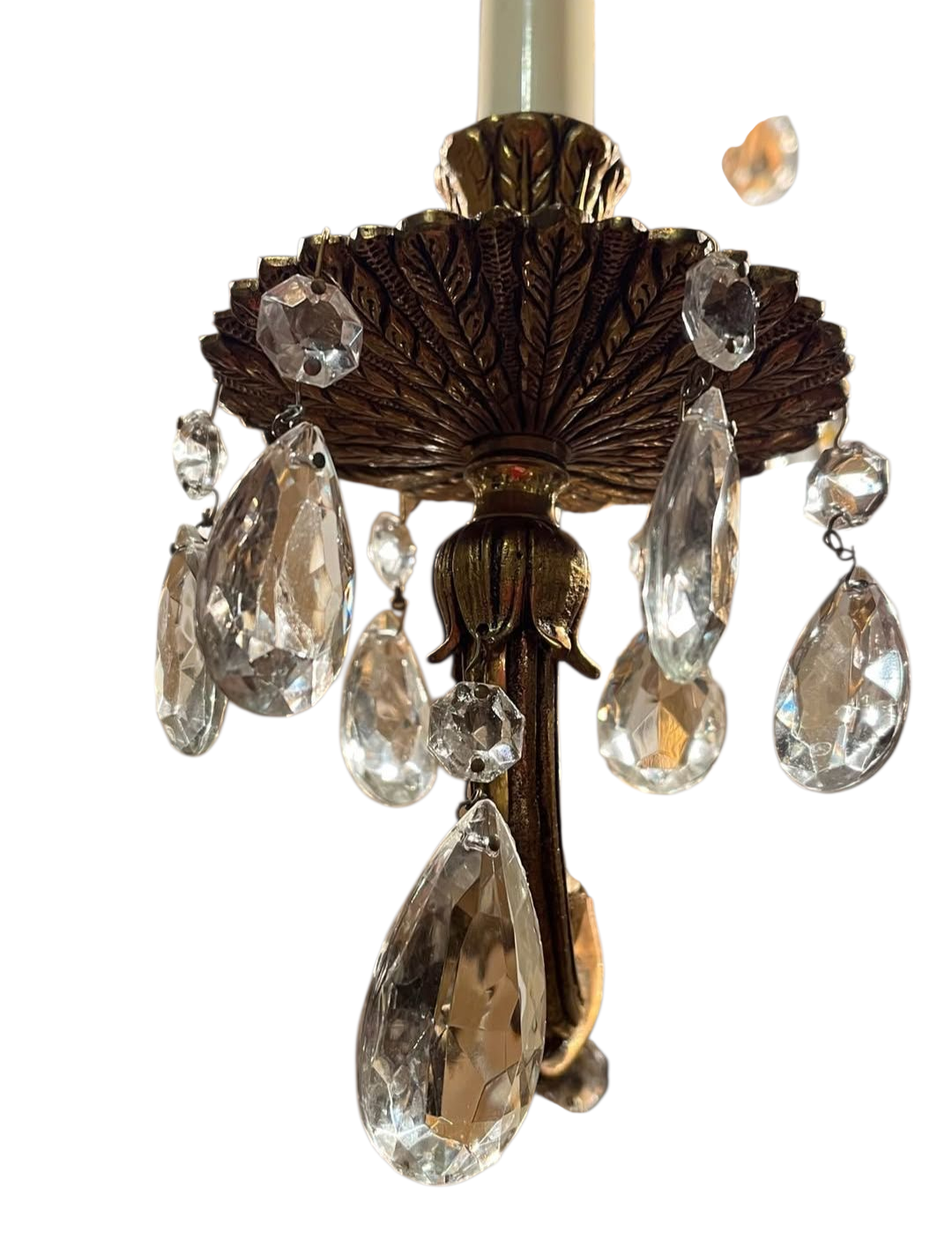Vintage Chandelier 
Brass and Crystals